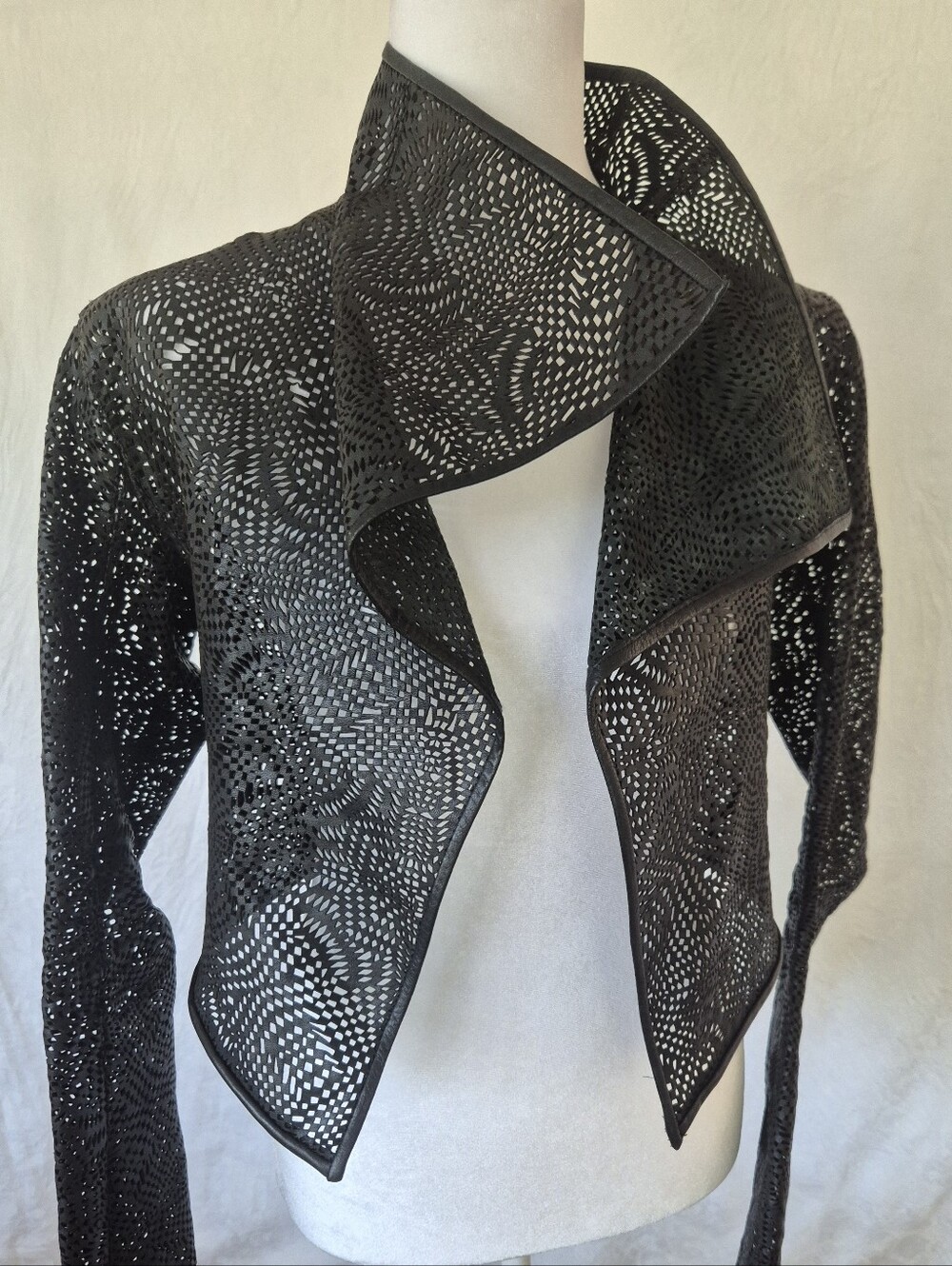Black Laser-Cut Leather Jacket